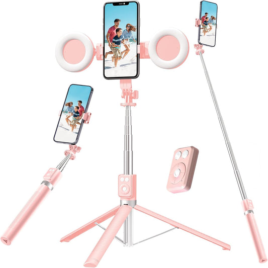 6-in-1 Selfie Stick Tripod with Fill Light & Bluetooth Remote Control