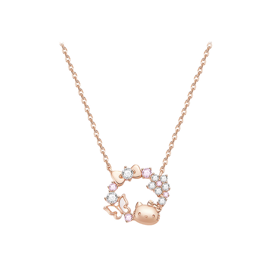 Hello Kitty Rose Gold Wreath Necklace