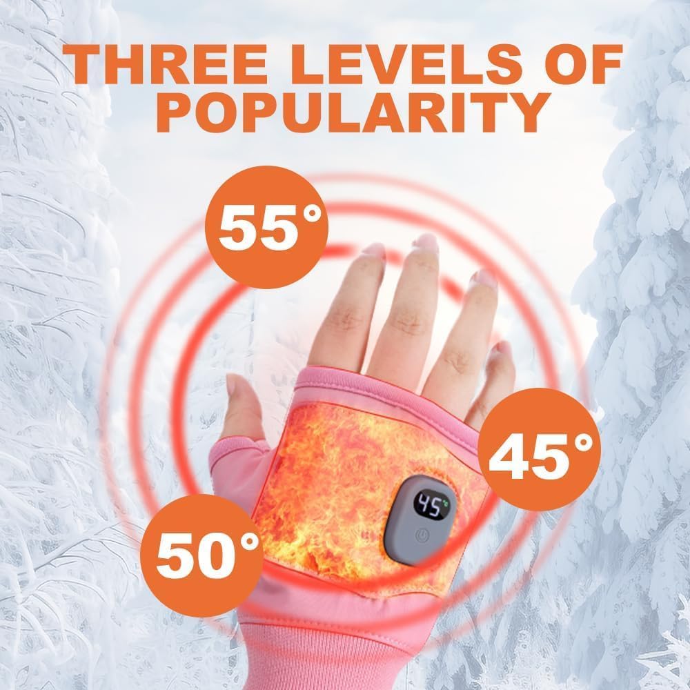 Portable Heating Gloves with Digital Display Rechargeable Heated Gloves