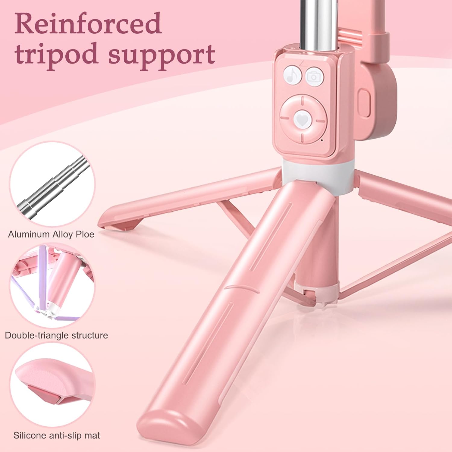 6-in-1 Selfie Stick Tripod with Fill Light & Bluetooth Remote Control