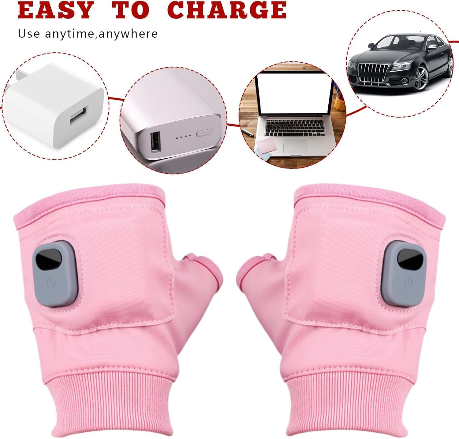 Portable Heating Gloves with Digital Display Rechargeable Heated Gloves