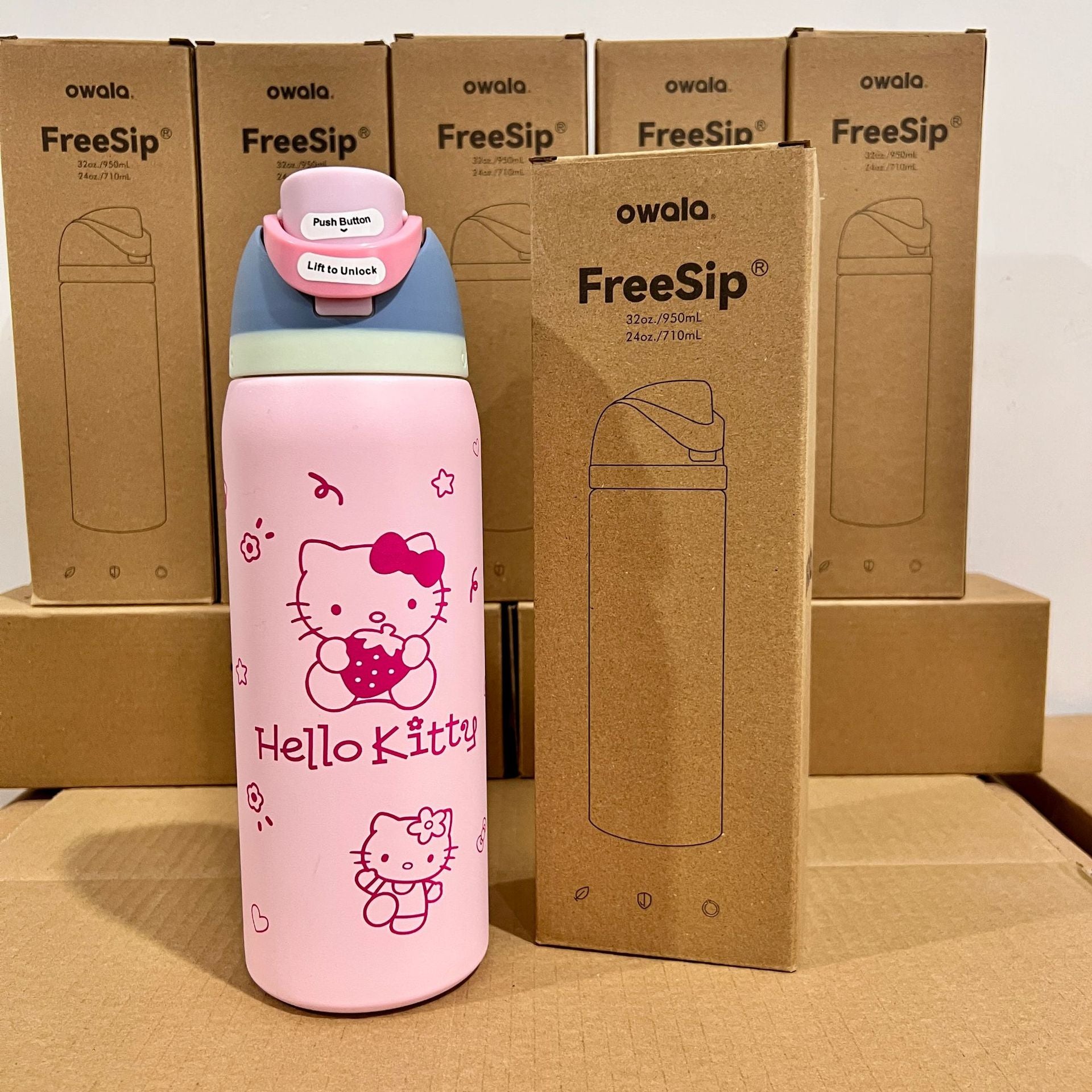 Kitty Thermos Cup Outdoor Sports Kettle Double Drink Straw Cup