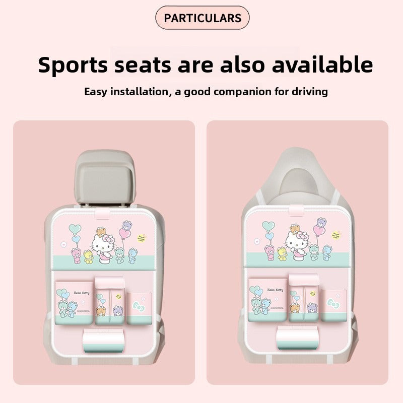 Kitty car seat back storage bag