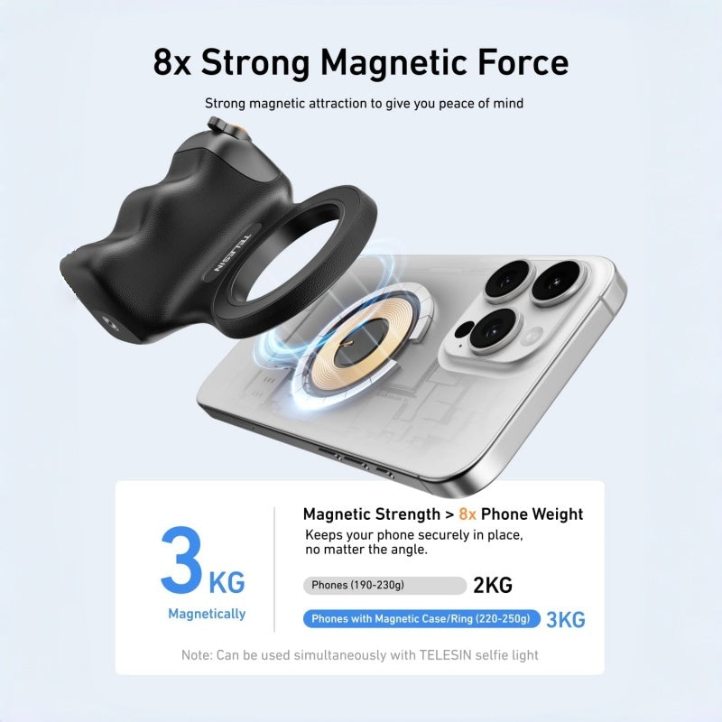 Magnetic suction handle Wireless remote control with fill light & tripod for iPhone & Android