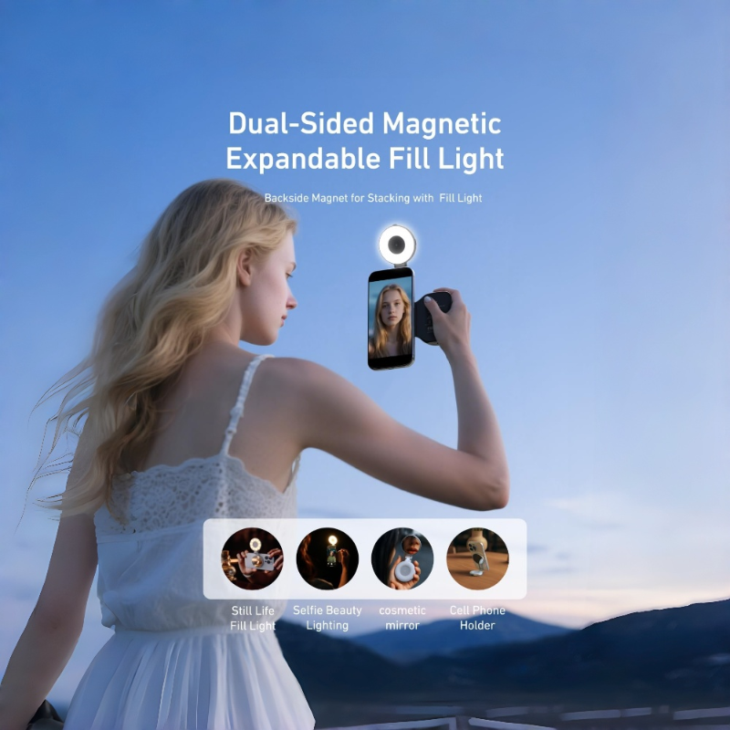 Magnetic suction handle Wireless remote control with fill light & tripod for iPhone & Android