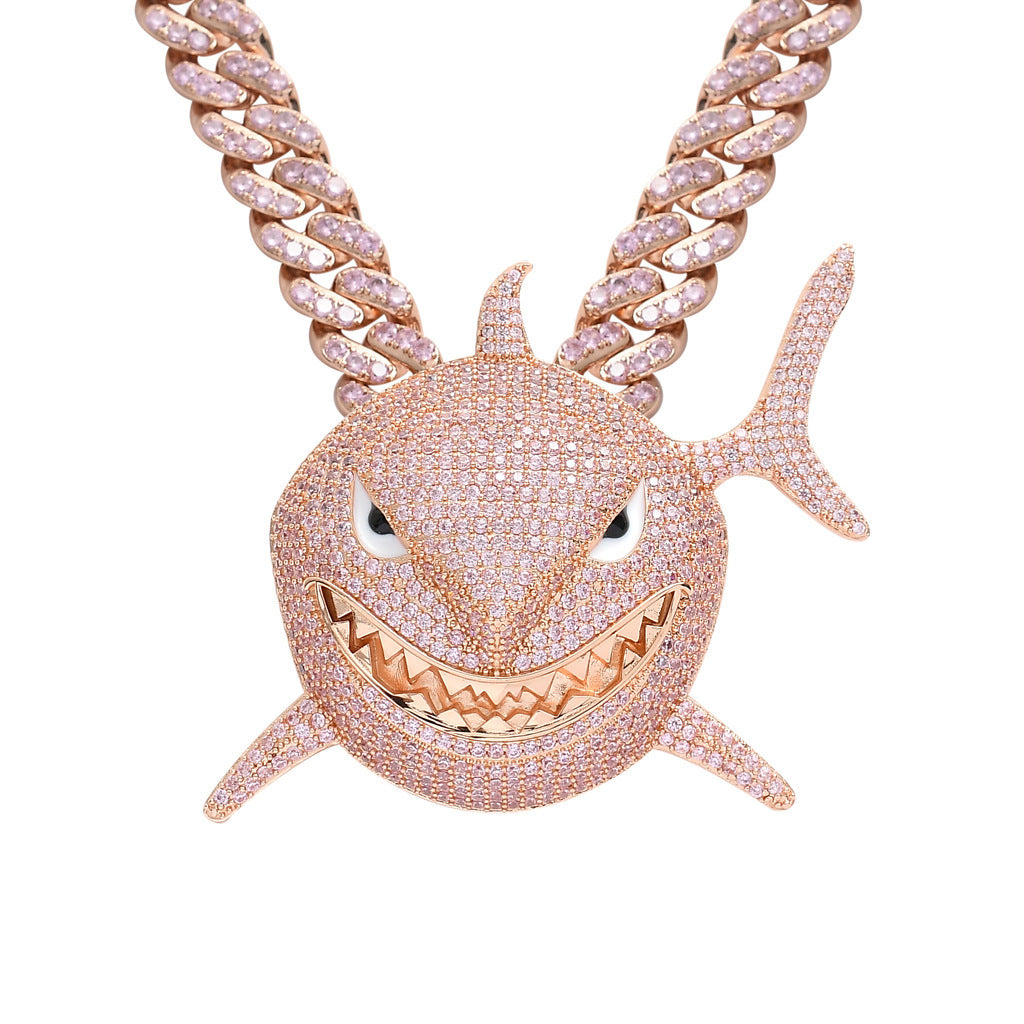 Men's Shark Pendant Necklace with Zircon 6ix9ine Style