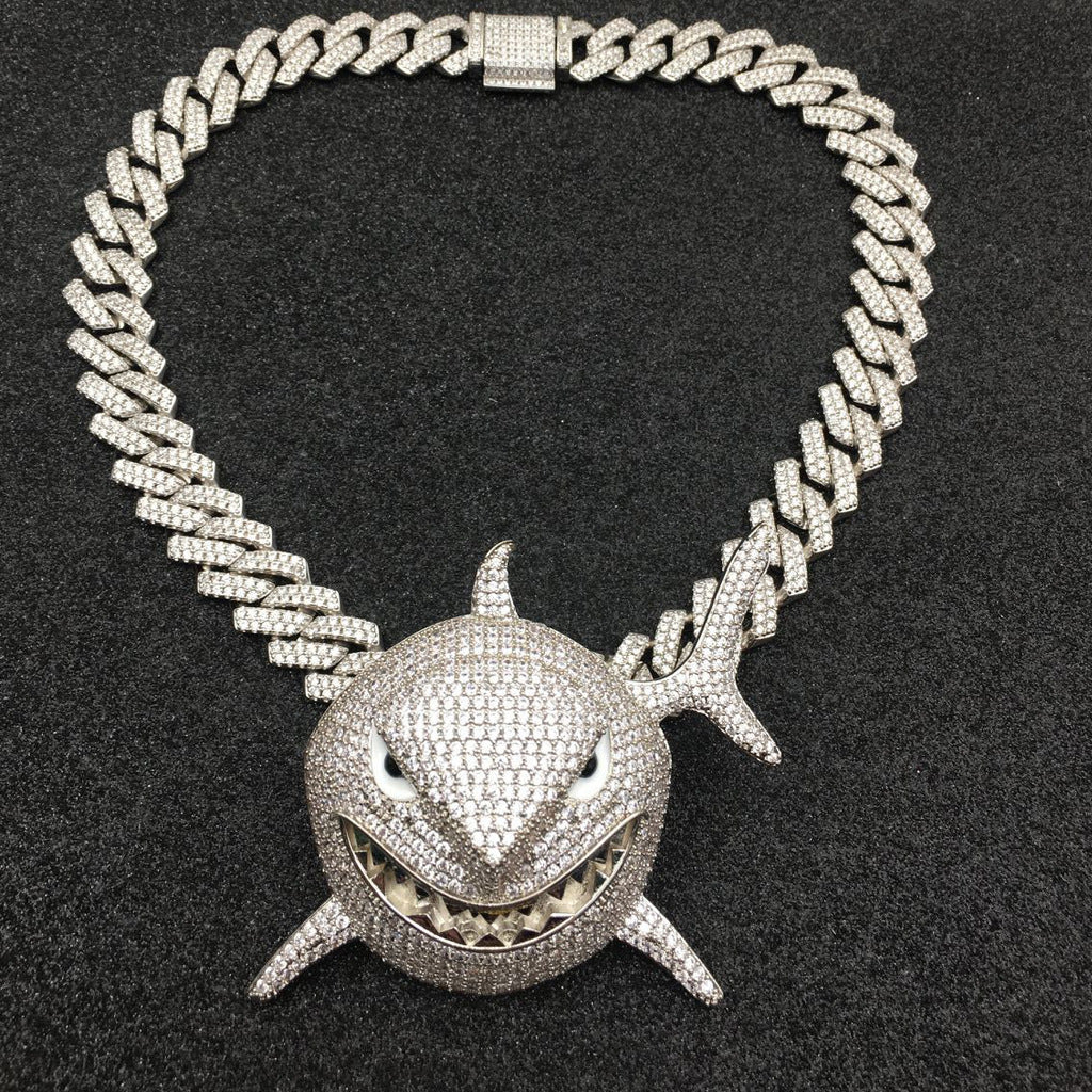 Men's Shark Pendant Necklace with Zircon 6ix9ine Style