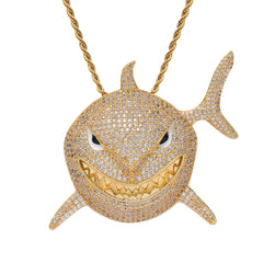 Men's Shark Pendant Necklace with Zircon 6ix9ine Style