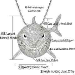 Men's Shark Pendant Necklace with Zircon 6ix9ine Style