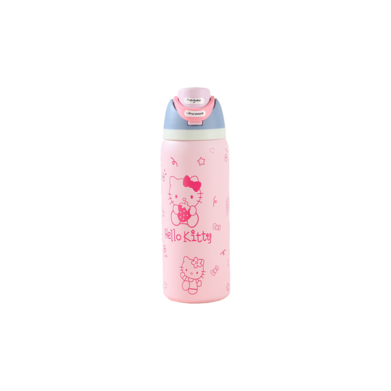 Kitty Thermos Cup Outdoor Sports Kettle Double Drink Straw Cup