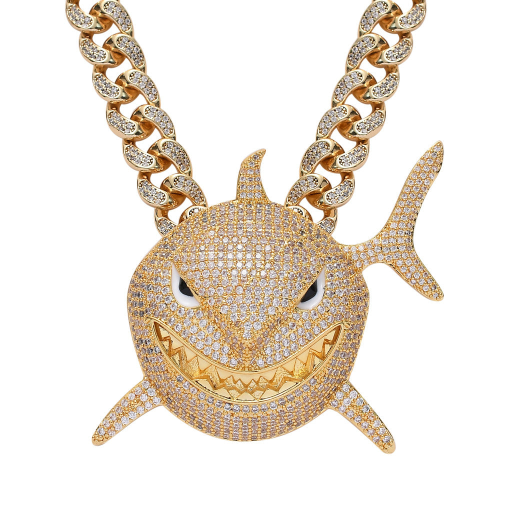 Men's Shark Pendant Necklace with Zircon 6ix9ine Style