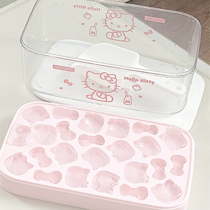 Hellokitty ice grid mold food grade silicone press ice box
