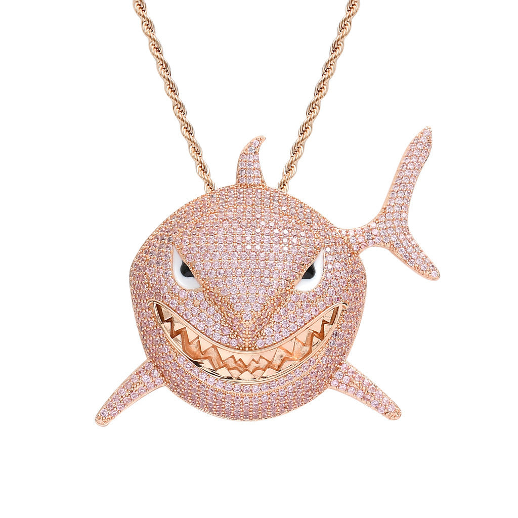 Men's Shark Pendant Necklace with Zircon 6ix9ine Style