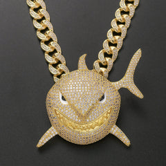 Men's Shark Pendant Necklace with Zircon 6ix9ine Style