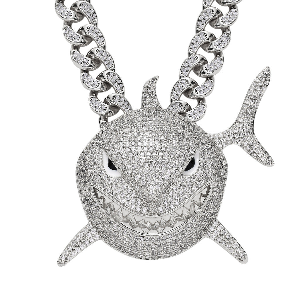 Men's Shark Pendant Necklace with Zircon 6ix9ine Style