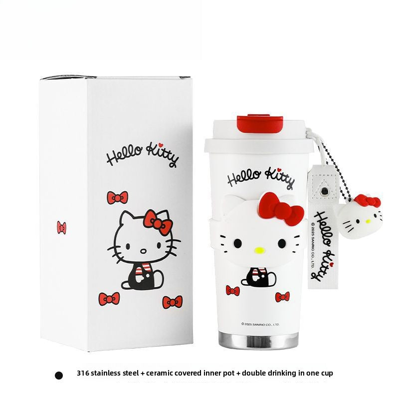 HelloKitty thermos cup for girls coffee cup straw cup