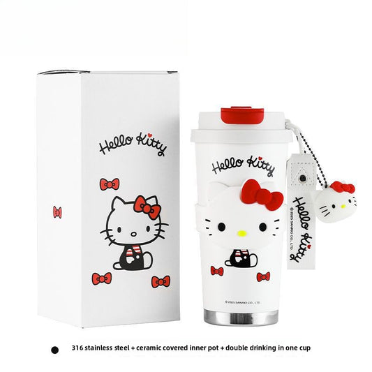 HelloKitty thermos cup for girls coffee cup straw cup