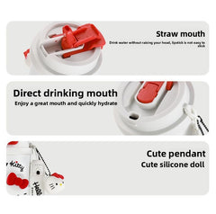 HelloKitty thermos cup for girls coffee cup straw cup